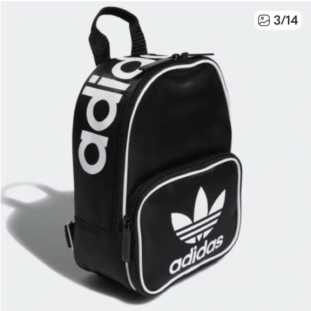 RESERVED 🚨Adidas ORIGINALS SANTIAGO MINI BACKPACK small black white pocket - Picture 4 of 16